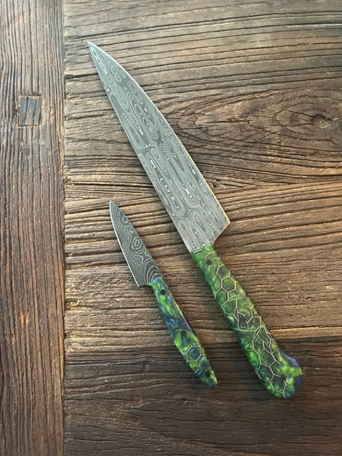 Alabama Damascus Saber Chef Knife Set - SOLD -