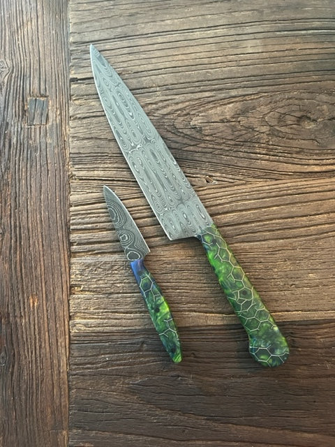 Alabama Damascus Saber Chef Knife Set - SOLD -